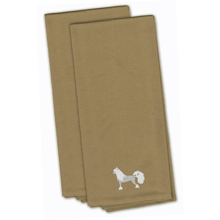 Carolines Treasures Chinese Crested Tan Embroidered Kitchen Towel BB3443TNTWE